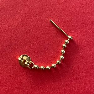 SOLD Single 14K Gold Ball Chain Stud Earring/Earring Jacket Piercing Curation